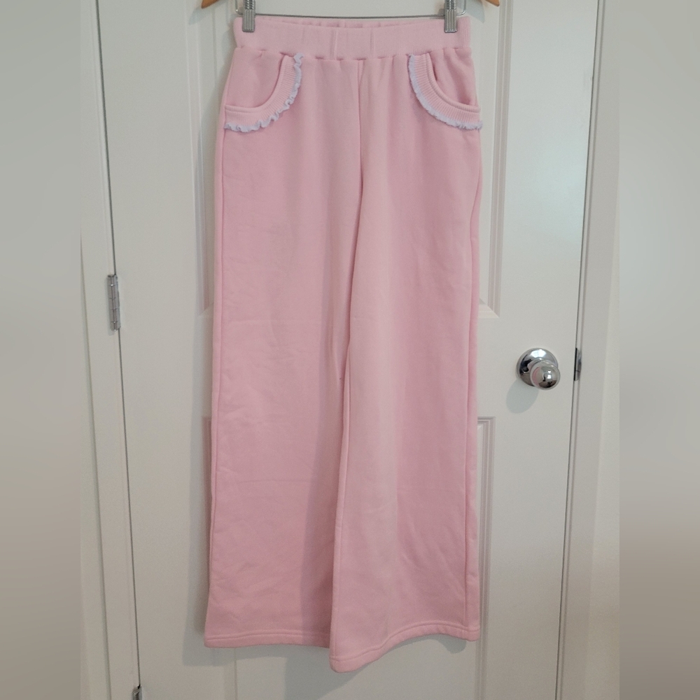 Edikted Ashtin Ruffle Trim Wide Leg Pant Size Small NWT